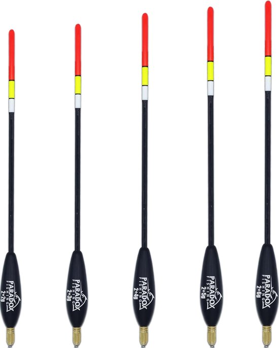 Thijox - Paradox Fishing Waggler Set van 5 Hengeldobbers 4-8 g, Voorgebogen Balsahout, Ideaal voor Vijvervis- en Specimenvisserij
