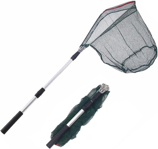 Thijox - Schepnet voor de visserij - Telescopisch Rubberen Vijverschepnet 130 cm - Visaccessoires voor Volwassenen en Kinderen - Ideaal voor Vissen in