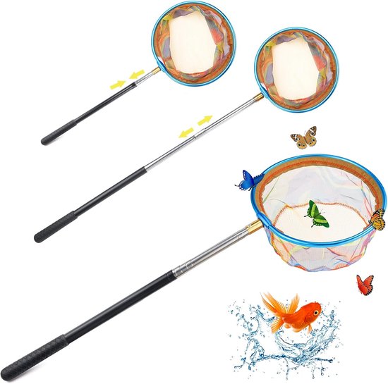 Thijox - Telescopisch Schepnet voor Kinderen - Vlindernet, Vangnet, 66-145 cm, Kleurrijk, Ideaal voor Insecten, Vissen, Tuin, Strand, Buitenactiviteit