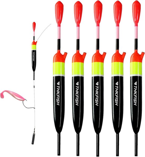 Thijox - THKFISH Slip-Dobbers Set van Balsahout voor Vissen, Milieuvriendelijke Verf, Ideaal voor Crappie, 4,7g, 10,6g en 14,2g, Heldere Bobbers, Perf
