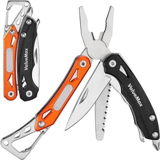 Thijox - ValueMax Mini Multi-Purpose Tang 9-in-1 Multi-Tool - Multifunctioneel Gereedschap voor Camping, Wandelen, Reparaties, RVS, Compact