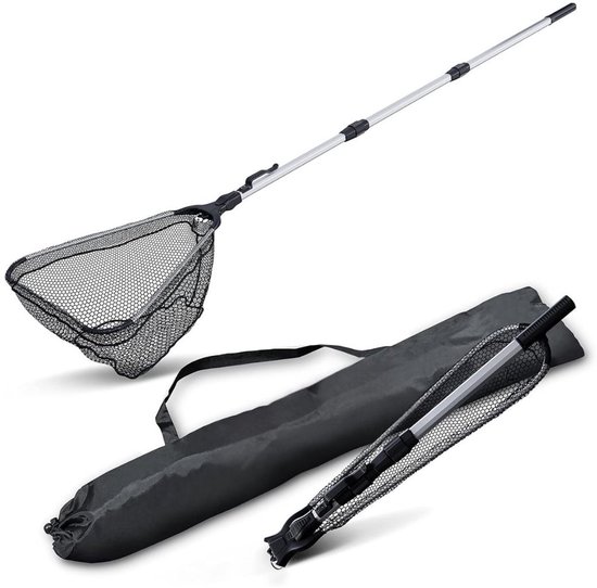 Thuys – Schepnet Vissen – Visnet – Telescoop Schepnet – Met Rubber Gevoerd Visnet – 55cm x 55cm x 1cm – Zwart van Thuys