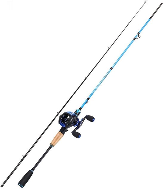 Thuys – Werphengel Met Molen – Hengelset – Telescopisch – Met Baitcasting Reel Combo – 2 – Delig – 99 x 10 x 10cm – Blauw van Merkloos