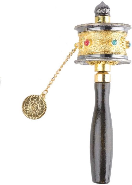Tibetaanse Gebedsmolen van Legering met Zes Woorden Mantra voor Boeddhistische Rituelen en Meditatie (Goud) van Merkloos