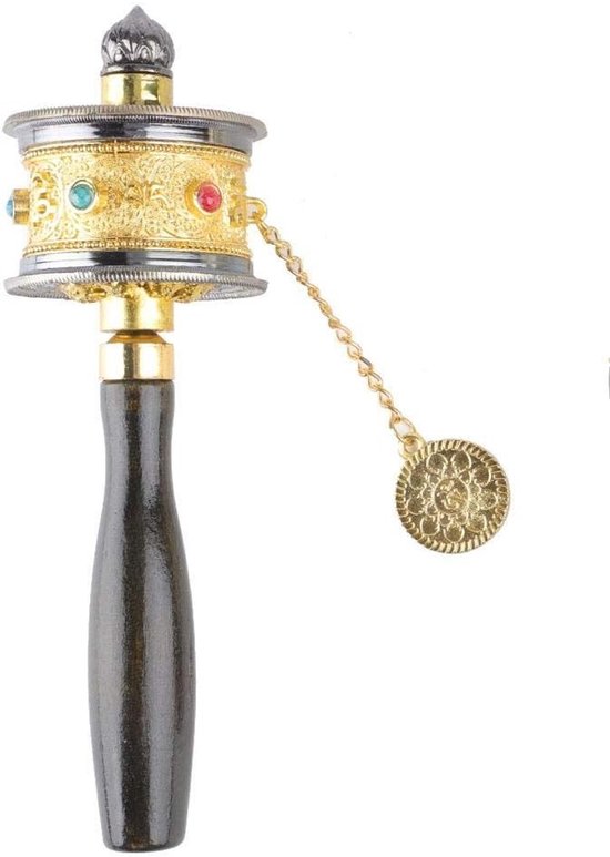 Tibetaanse Gebedsmolen van Legering met Zes Woorden Mantra voor Boeddhistische Rituelen en Meditatie (Goud)