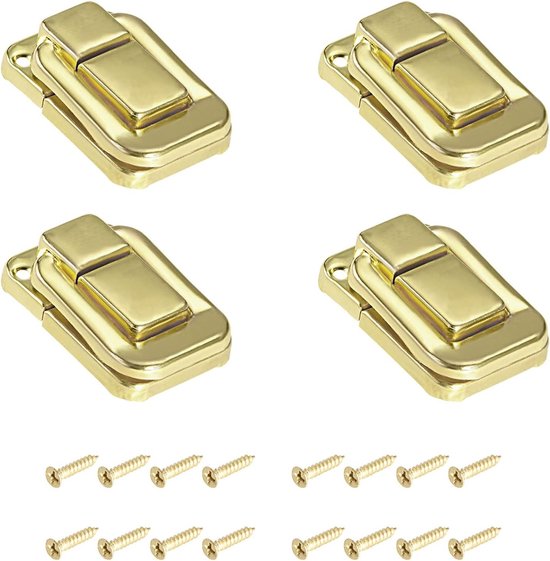Tilt Lever Clasp 38mm x 25mm - 4 Stuks IJzeren Reel Locks voor Kasten, Dozen en Cases in Gouden Kleur