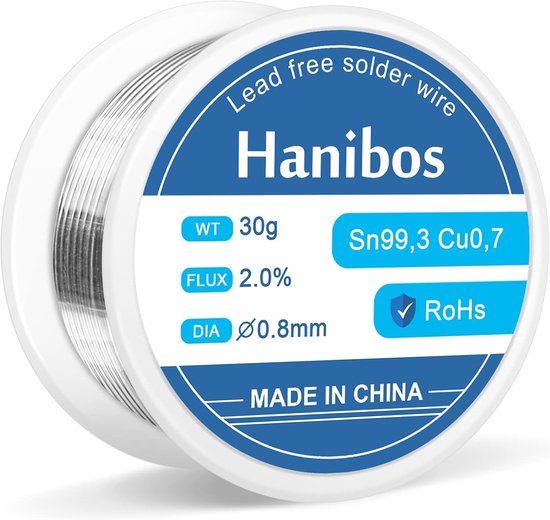 Tin Lood 0.8 mm 30 g - Solderdraad met Flux Sn99.3 Cu0.7 voor Elektrisch Loodjes en DIY Projecten