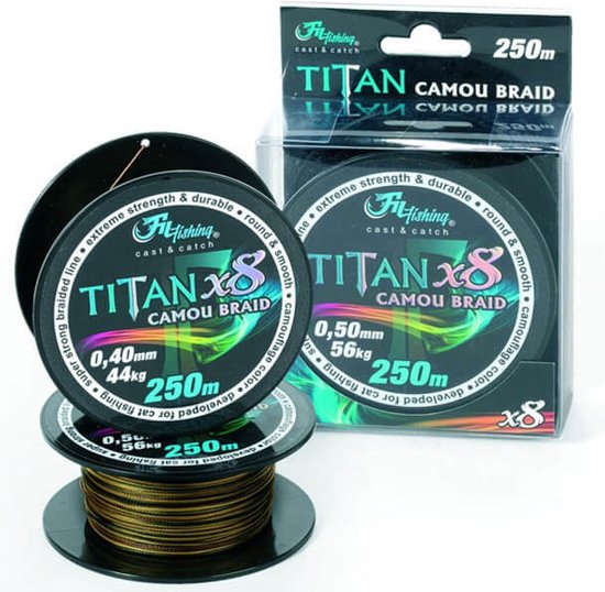 TITAN Camou Braid x8 - 0.70mm - 84kg - 250m - Extra sterke gevlochten camo lijn - Meerval Vislijn van Merkloos