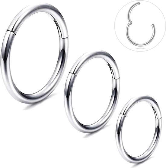 Titanium septum nostril piercing neusring zilver goud tragus helix conch piercing oor neus fake dames heren daith 18G 16G 6 mm 8 mm 10 mm Nostril piercing 3 stuks hypoallergeen