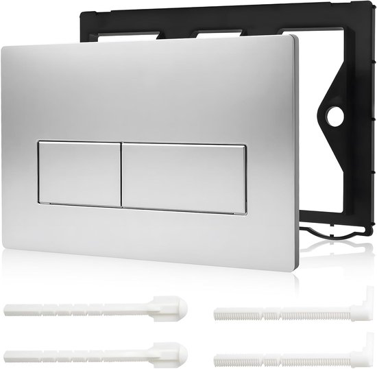 Toilet Drukplaat Geschikt voor Geberit Sigma Series, Dubbele Spoel met Montageframe en Spool Lever Set, Mat Zilver Afwerking van Merkloos