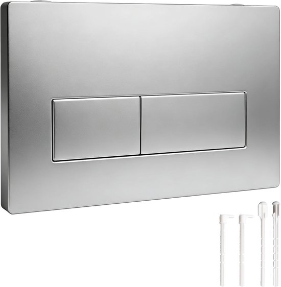 Toiletdrukplaat voor dubbele spoeling, 246 x 164 mm, bedieningsplaat met inbouwframe en spoelhendelset, geschikt voor UP300 en UP320-serie, zilver