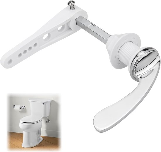 Toiletspoelknop in verchroomd metaal, universele toilethendel met victoriaanse stijl, geschikt voor elke toilettank van Merkloos