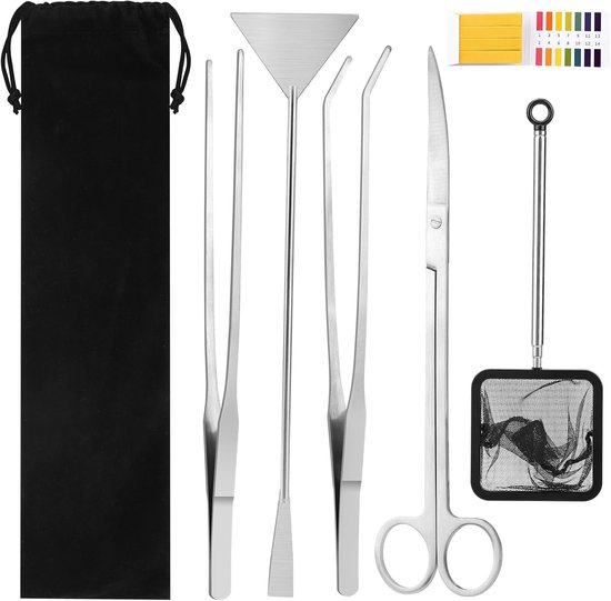 Tools voor aquarium, 7 stuks, roestvrij staal, aquariumaccessoires
