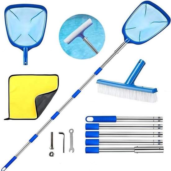 TopChoice® Schepnet zwembad - Vijver - Telescoopnetje - Zwembadreinigingsset - Blauw van Merkloos