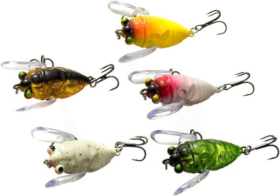 Topwater Bass Bait Biomimetic Fishing Tackle Wobbler Snakehead Bass Bait 5 stuks Zoetwater Wobbler Bait 6.0g/5cm Drijvend ICA Kunstmatig Hard Plastic Aas