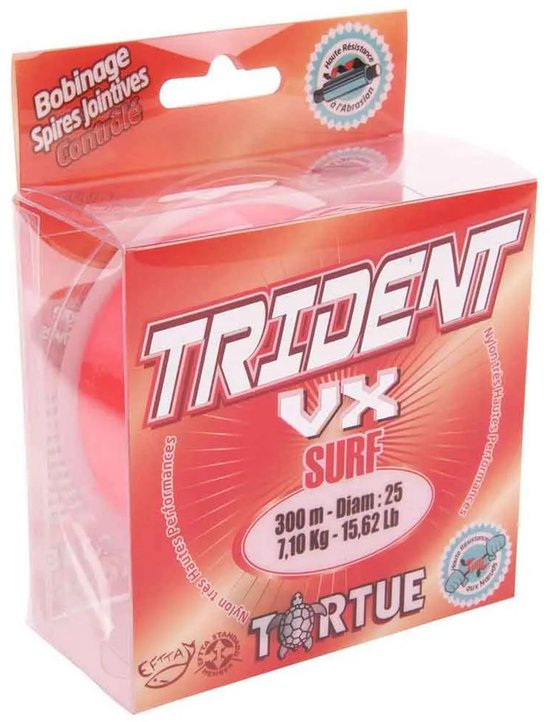 Tortue Trident Vx Surf Monofilament 300 M Transparant,Rood 0.450 mm van Merkloos