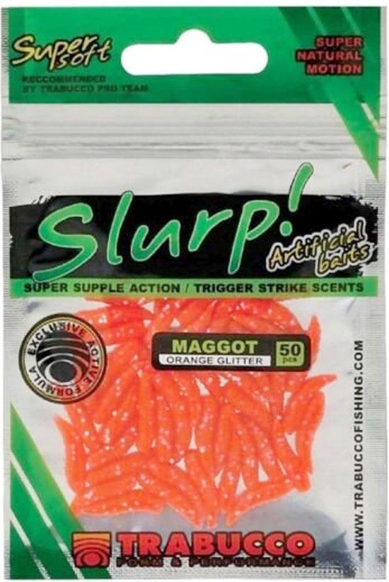 Trabucco Slurp Artificial Baits Maggot (50 pcs) - Kleur : Orange Glitter van T