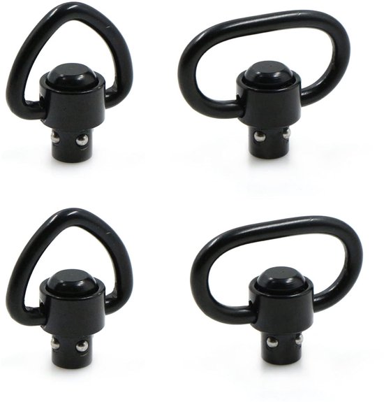 TRANKIELO® - Sling Swivels QD Swivel Clip Loop – 1,25 inch Tactische Heavy Duty Wartels – 4 Stuks – Zwart van TRANKIELO®