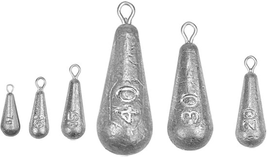 TRANKIELO® - Vislood set 56 stuks - Perenlood in diverse gewichten 7g-40g - Droppellood voor vissen van TRANKIELO®