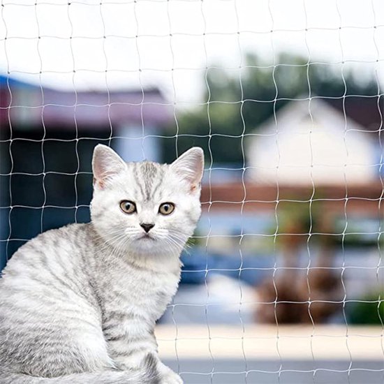 Transparant Kattennet - Nylon Wit - 3x4 Meter - UV-Bestendig - Voor Balkon en Terras