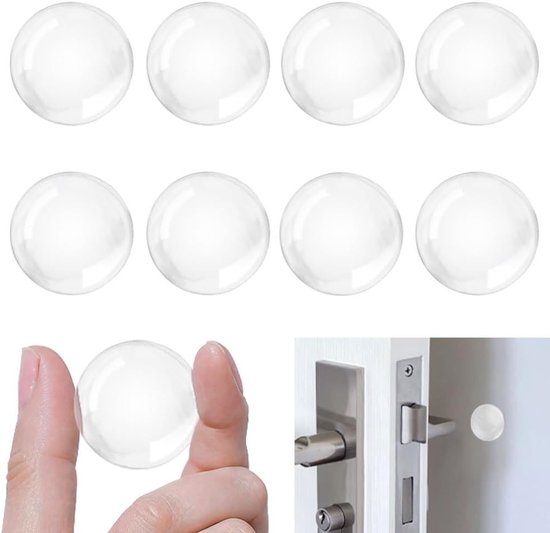 Transparante Deurstoppers voor de Muur, Set van 8, Diameter 40 mm, Elastische Zelfklevende Wandbuffer voor Deuren en Meubels, Bescherming tegen Stoten en Krassen van Merkloos