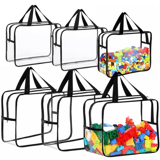 Transparante PVC Opbergtas-Opbergtas Voor Speelgoed-Strandtas-Waterdichte Tas Met Rits-6 Stuks