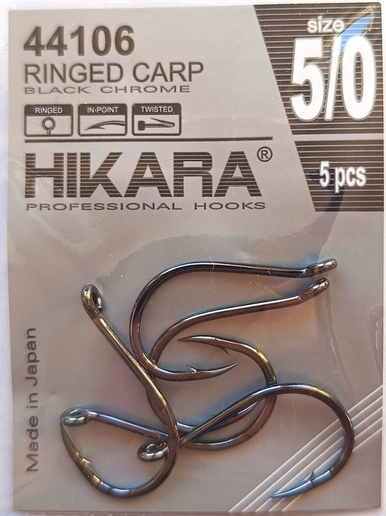 Traper Geringde Karperhaak Zwart Chroom Maat 5/0 - 5 Stuks van Traper