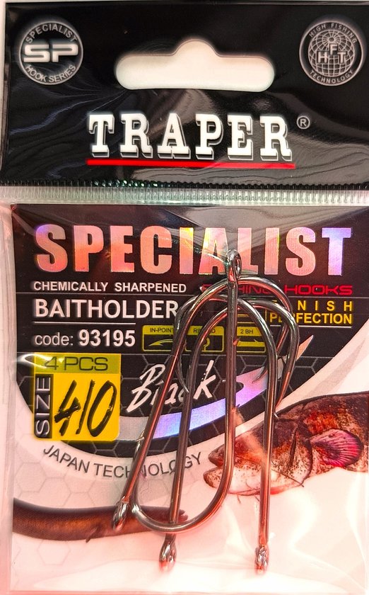 Traper Specialist Baitholder Haken 4/0 - 4 stuks voor Snoek, Meerval, Kabeljauw van Traper