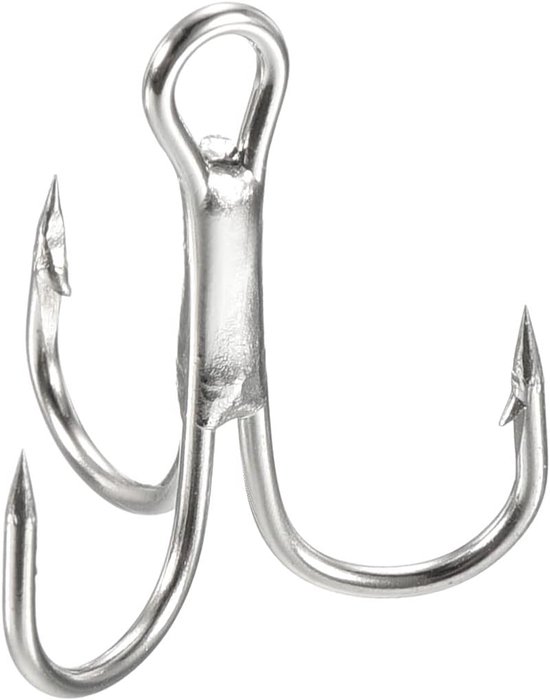 Treble Fish Hooks - 20 Pack - 0.6"L - Carbon Steel - Sharp Round Bend Hook - Triple Barbed Hook voor Versvijver - Zoutwater - Hengelsport Accessoires - Wit van Gelukkig.