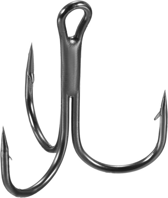 Treble Fish Hooks - 50 Pack - 1.2"L Carbon Steel - Sharp Round Bend Hook - Triple Barbed Hook voor Verswater en Zoutwater - Zwart van Craft Tackle