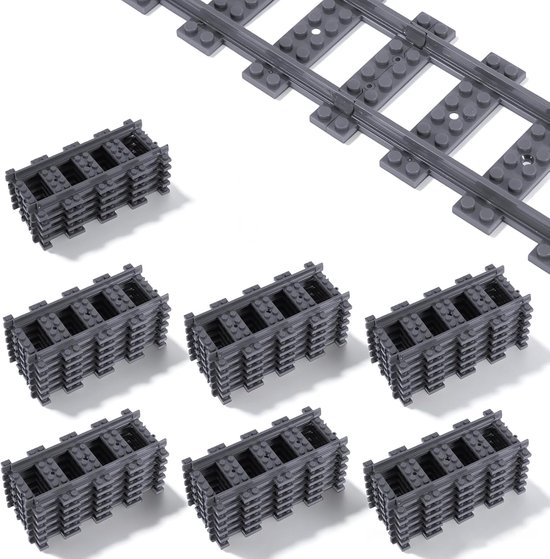 Treinspoorset met rechte en gebogen rails, 35 stuks
