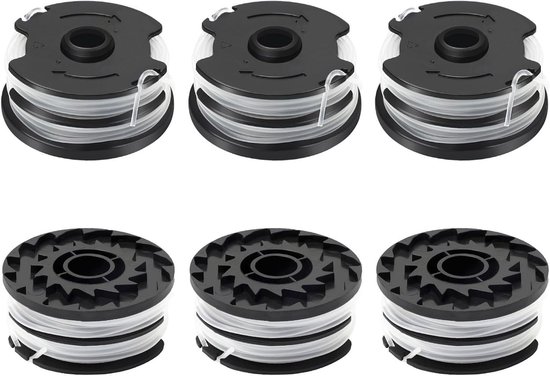Trimmer Spoel en Lijn Compatibel met Diverse Modellen, Ø 1.6 mm, Lengte 10 m, Ideaal voor Tuinonderhoud en Grasmaaien, Set van 6 Coils