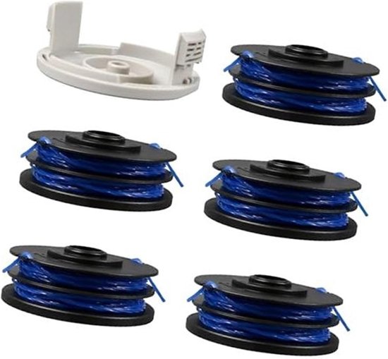 Trimmer Spoel Lijn, for Ryobi, RAC123 5132002671, 1,6 mm x 8,3 m Strimmer Spoel Lijnen, for Ryobi, RLT4027, RLT4125, RLT5027, RLT6030, RLT5127, RLT6130-5132002670 (5 Spoelen + 1 Afdek