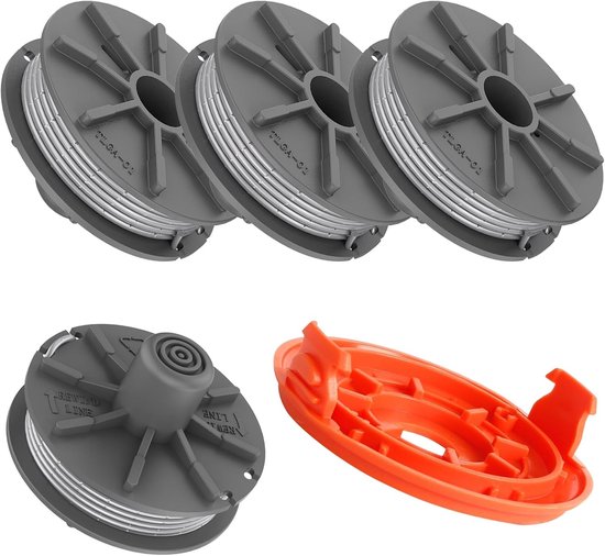 Trimmerdraad 1.65mm, 6.1m Vervangingsspoel voor Gardena Art 8846-8848 en Art 9805-9809, Geschikt voor Tuinonderhoud en Grasmaaien (4 Spoelen + 1 Deksel)