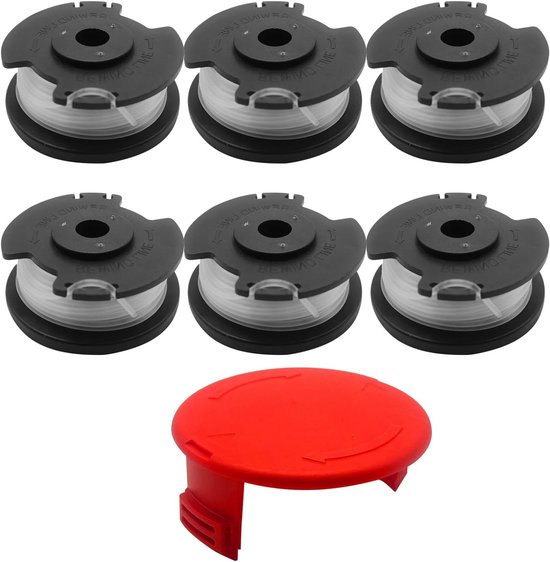 Trimmerdraad en spoelen voor Einhell GE-CT 18/28 Li en GE-CT 18/28 Li TC, 1.6 mm x 4.9 m, 6 spoelen en 1 kap, ideaal voor tuinonderhoud en gras trimmen