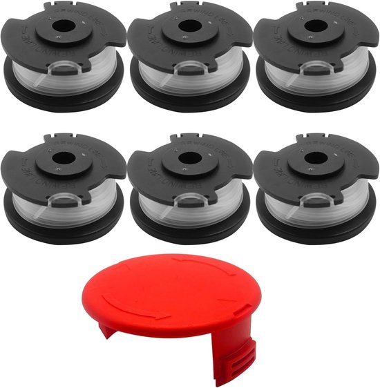 Trimmerdraad en spoelen voor Einhell GE-CT 18/28 Li en TC, 1.6 mm x 4.9 m, 6 spoelen + 1 kap voor optimale grasmaaier prestaties