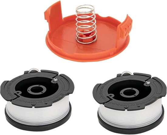 Trimmerspoel met lijn, 2 stuks elektrische trimmers, compatibel met Black Decker, vervang AF-100 ST5530-GB GLC3630L20-GB STC1820PC-GB BESTA530-GB BESTA525-GB (met 1 dop, 1 veer)