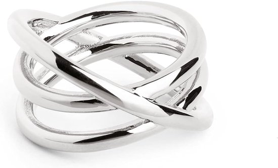 - Trinity Ring - Solid Ring - Messing Ring met Rhodium Plated Finish - Damessieraden - Gemaakt in Spanje - Verschillende afwerkingen en maten
