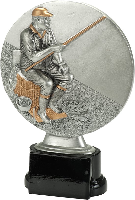 Trofee Visser Op Viskist 3-D Reliëf Witvisser 3e Prijs Witviswedstrijd Vaste Hengel Wedstrijd Vissen