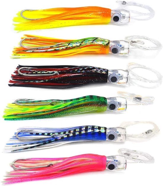 - Trolling Lokaas - Rigged - Marlijn - Tonijn - Mahi - Dolfijn - Durado - Wahoo - Octopus - Skirted Vislokaas 6pcs Geschikt voor zeevissen Kleurrijke set