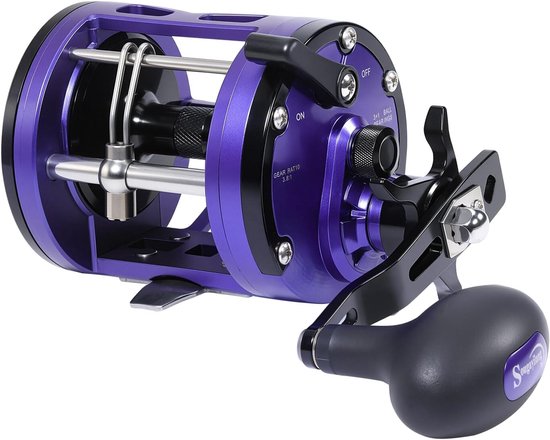 Trolling Reel - Krachtige Visrol - Boot Vissen - Soepele Lijnvoering - LDT40 - Paars