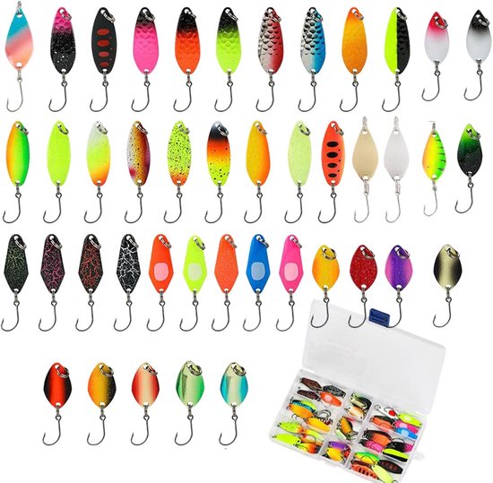 Trout Spinning Set 43 Stuks - 2.3g/2.8g/3.5g/5g - Spinning Aas voor Forel, Baars & Snoek - Met Opbergbox van Merkloos
