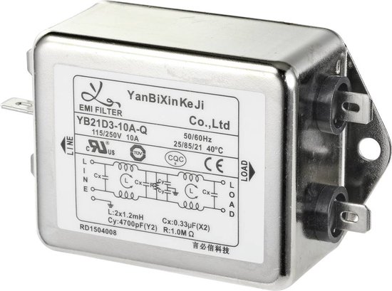 TRU COMPONENTS TC-10471948 Ontstoringsfilters 250 V/AC 10 A 1.2 mH (l x b x h) 75 x 51 x 37 mm 1 stuk(s) van Merkloos