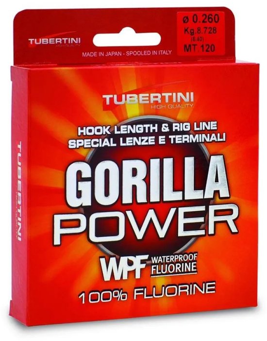 Tubertini Gorilla Power Flurocarbon 120 M Transparant 0.185 mm van Merkloos