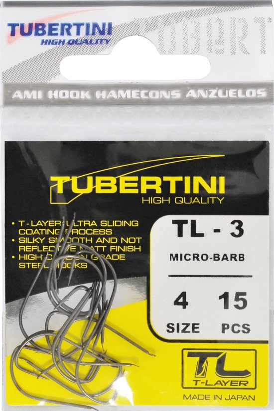 Tubertini TL-3 Micro Barbed – Precisiehaak voor Forel en Bolvisserij - Maat : 6