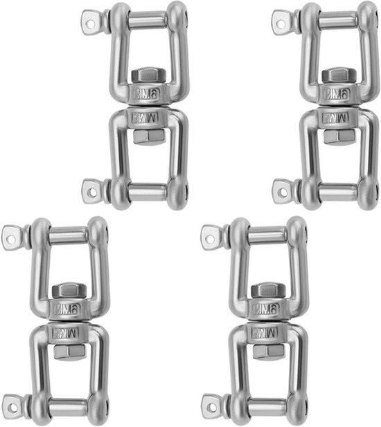 Tuin Anker Connector M6x67mm Dubbele Kaak RVS Swivel Dubbele Beugel - 4 Stuks - Geschikt voor Boot - Roestvrij Staal - Tuin en Yard Gebruik