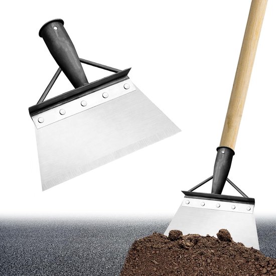 Tuinschep, reinigingsschep, 21 cm, stootschaar, mangaanstaal, onkruidschep, outdoor, onkruidschraper, voor het wieden, mos, sneeuwschoppen