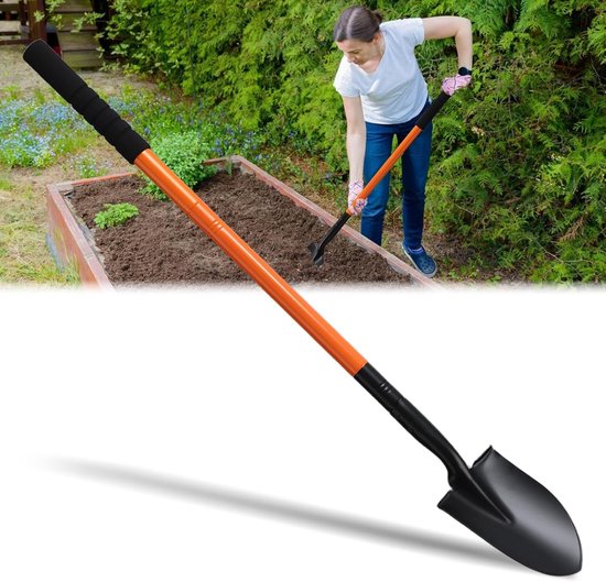 Tuinschoppen om te graven, tuinspade strandschoppen met handvat van 110 cm, robuuste draagbare metalen schop voor tuinieren, kamperen, graven, graven, landschapsarchitectuur, off-road gebruik