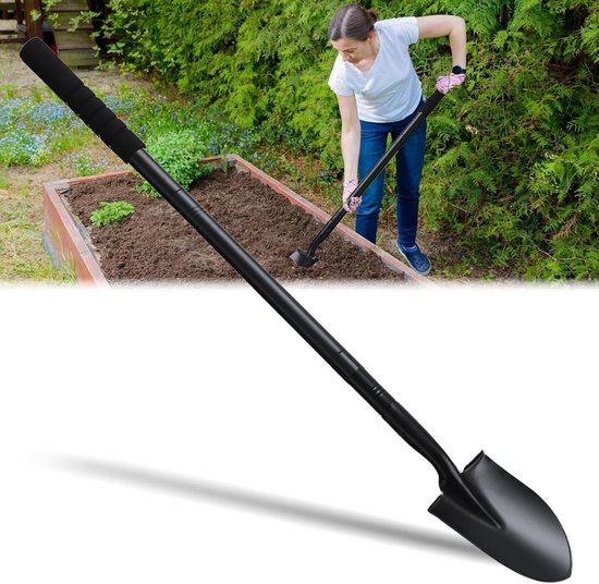 Tuinschoppen om te graven, tuinspade strandschoppen met handvat van 110 cm, robuuste draagbare metalen schop voor tuinieren, kamperen, graven, graven, landschapsarchitectuur, off-road gebruik