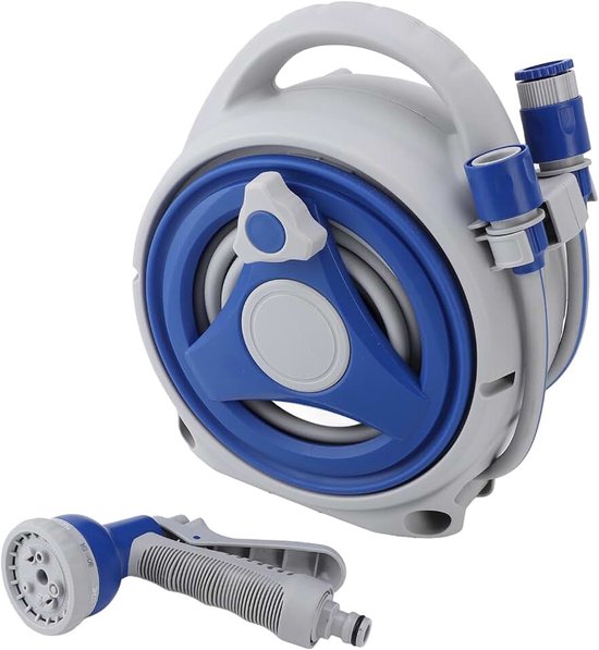 Tuinslanghaspel, Handheld Zonwerende Slanghaspel met 15m Waterpijpsproeier Automatisch Opwinden Aan de Muur Bevestigde Waterslanghaspel voor Huis, Tuin, Tuinbewatering